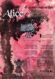 Affiche pour la pièce de théâtre "Alice et autres merveilles", de Fabrice Melquiot (Théâtre de la Cité, Fribourg)